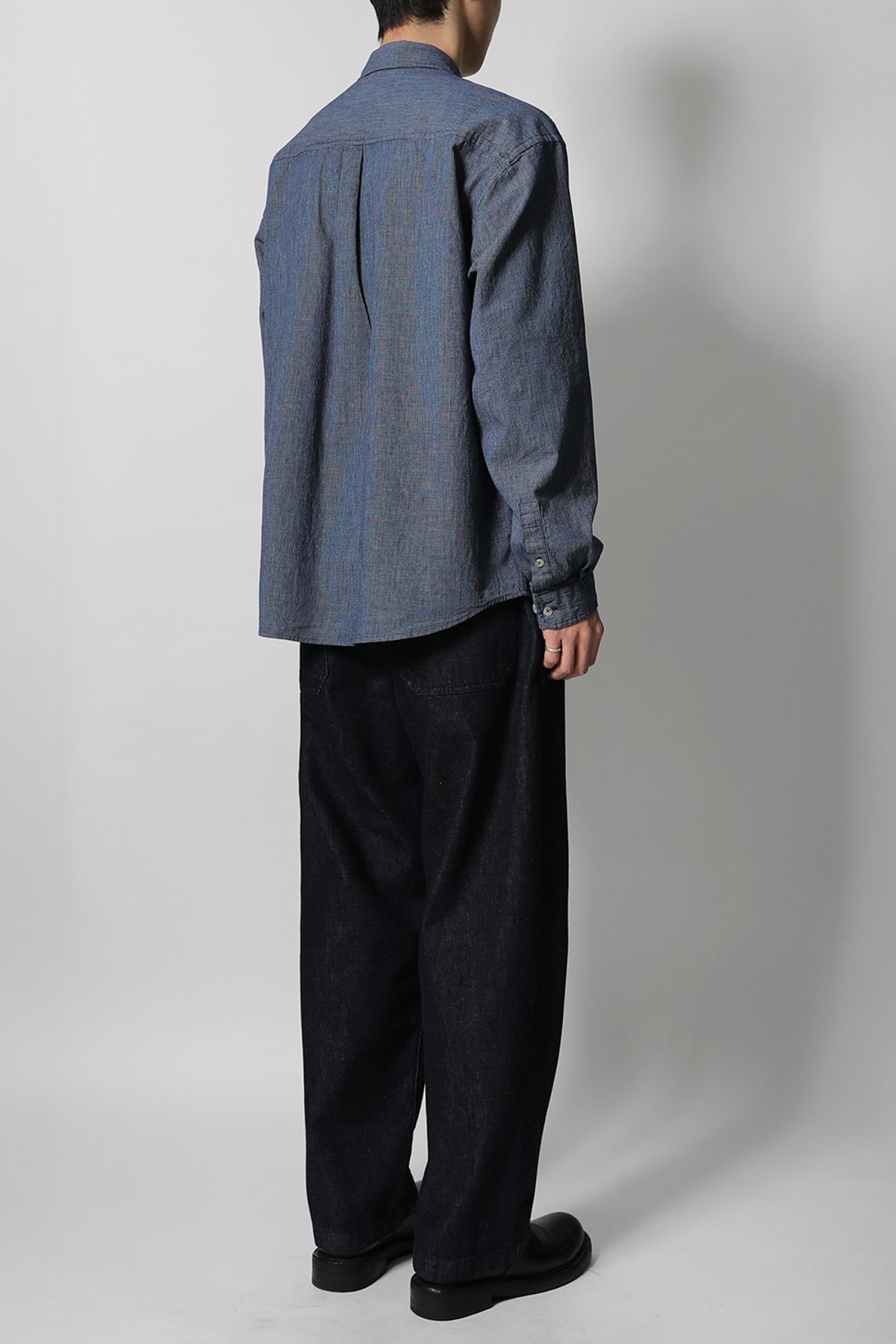 홀리선(HORLISUN) Cove Drape Loose Denim Pants Dark Navy