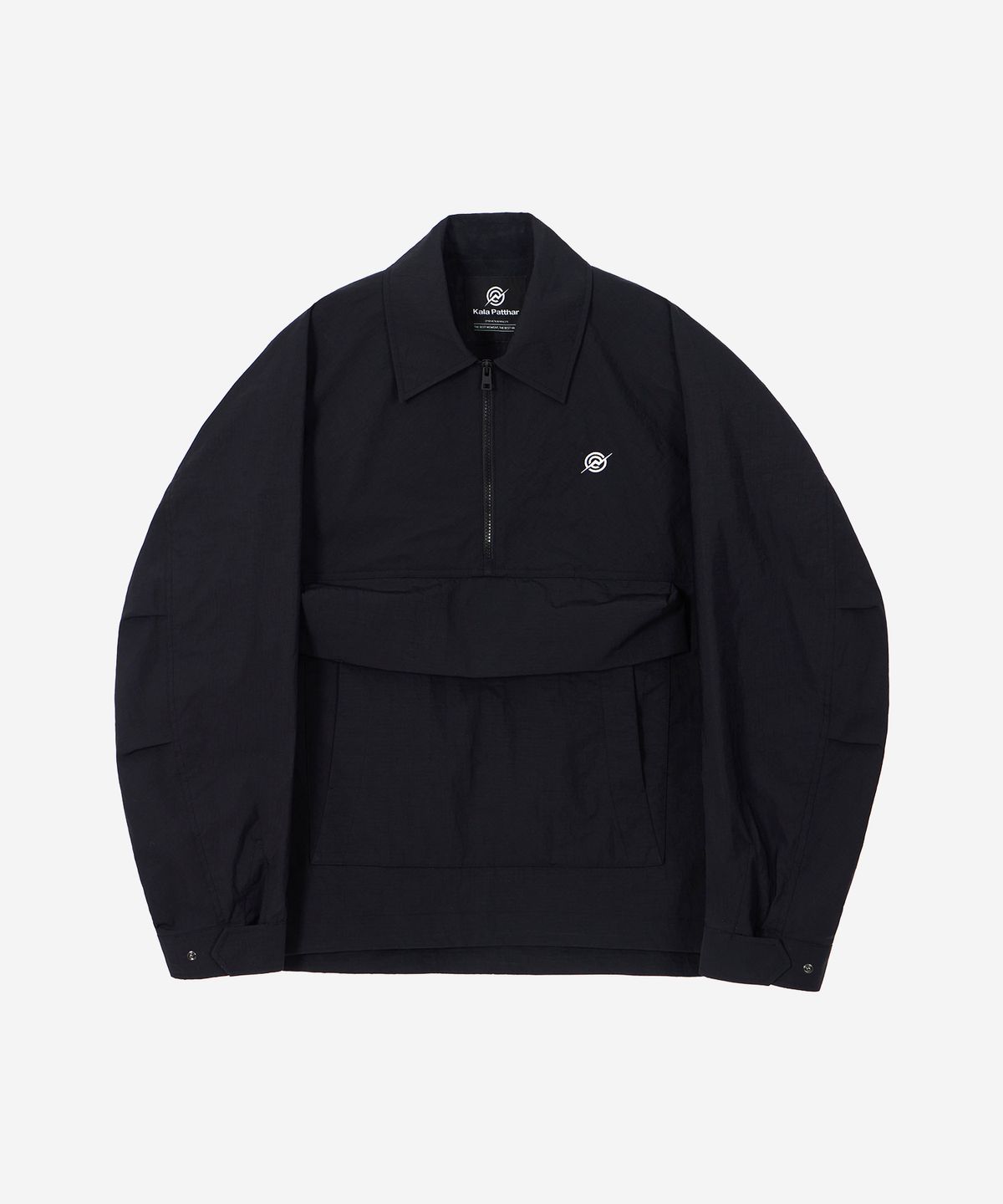 칼라파타르(KALAPATTHAR) Nylon Taslan Half Zip-Up Anorak Jacket - BLACK