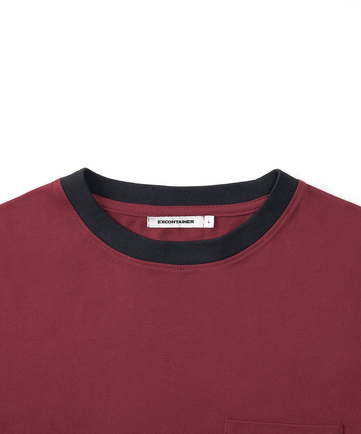 엑스컨테이너(EXCONTAINER) 포켓 하프 링거 티셔츠 (DARK RED)
