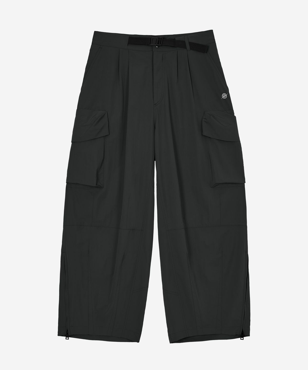칼라파타르(KALAPATTHAR) Wide Balloon Ankle Zip Belted Cargo Pants - DEEP GRAY