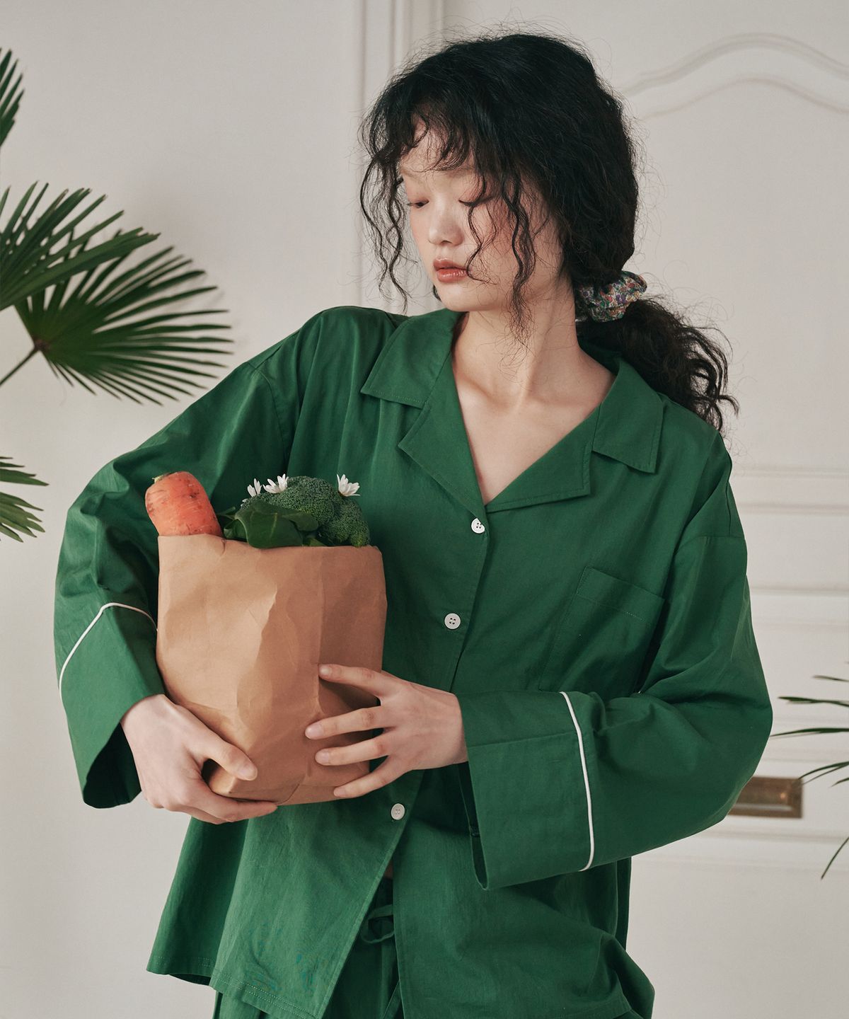 오끼뜨(OGGITT) (uni)도미토리 파이프 파자마 바질그린