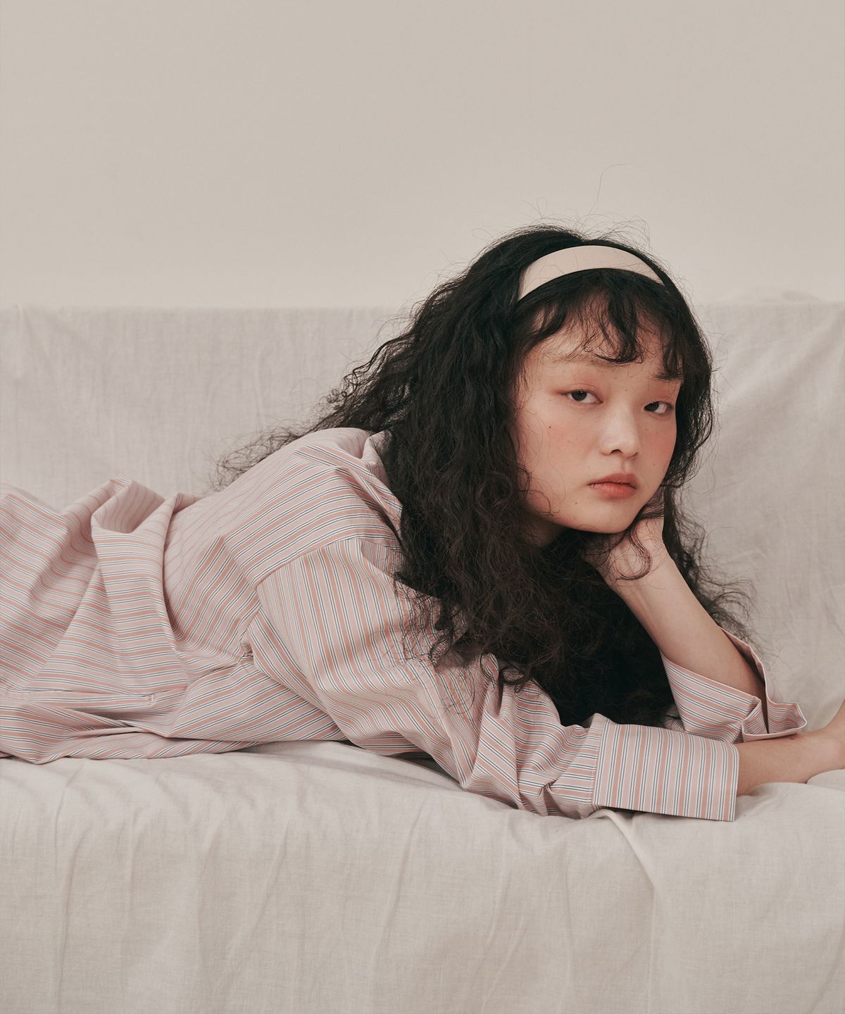 오끼뜨(OGGITT) (uni)도미토리 시즌 스트라이프 파자마 살구