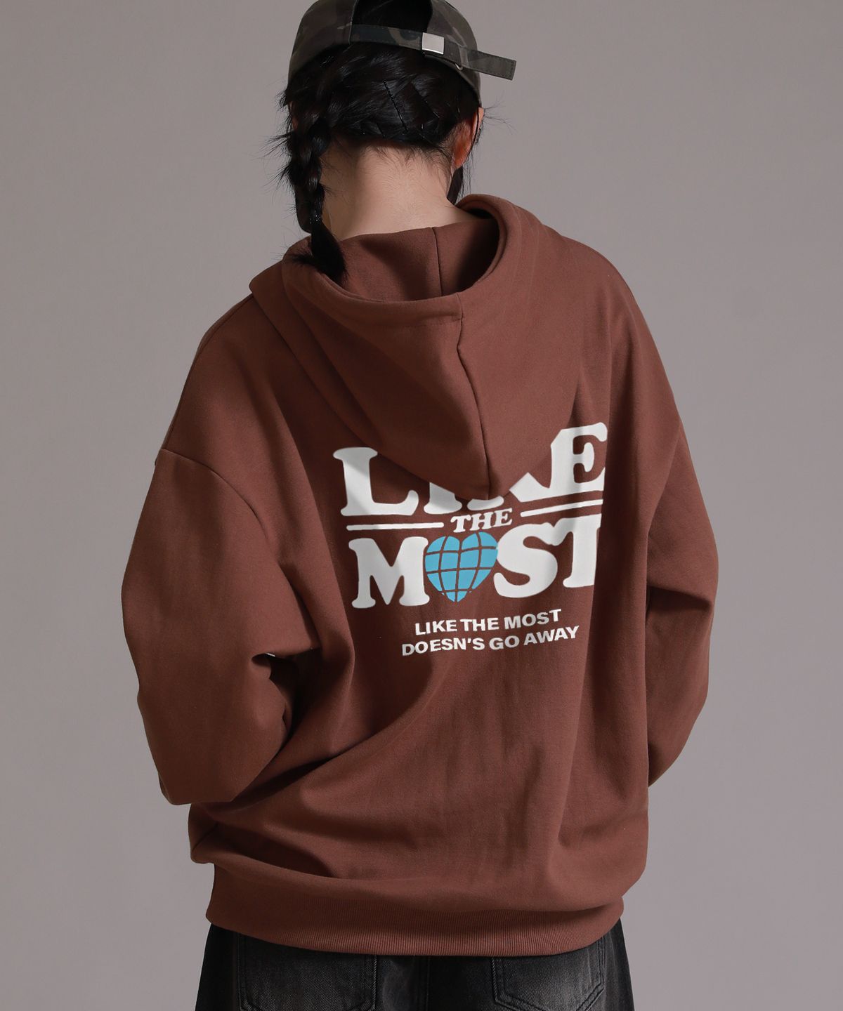 라이크더모스트(LIKE THE MOST) 라이크 프로젝트 오버핏 후디_브라운
