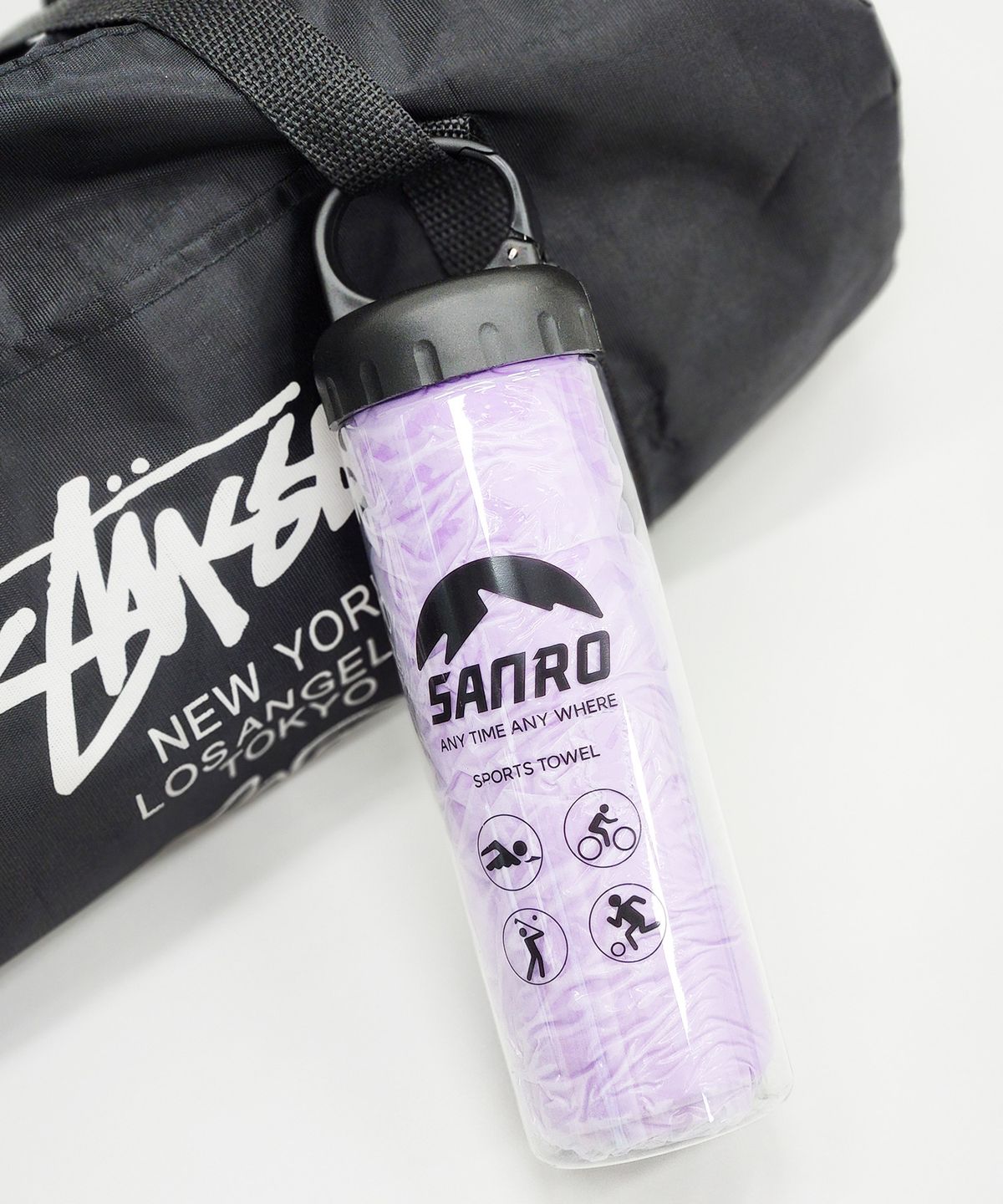 산로(SANRO) 3pack 습식 수영 스포츠타올 카라비너패키지