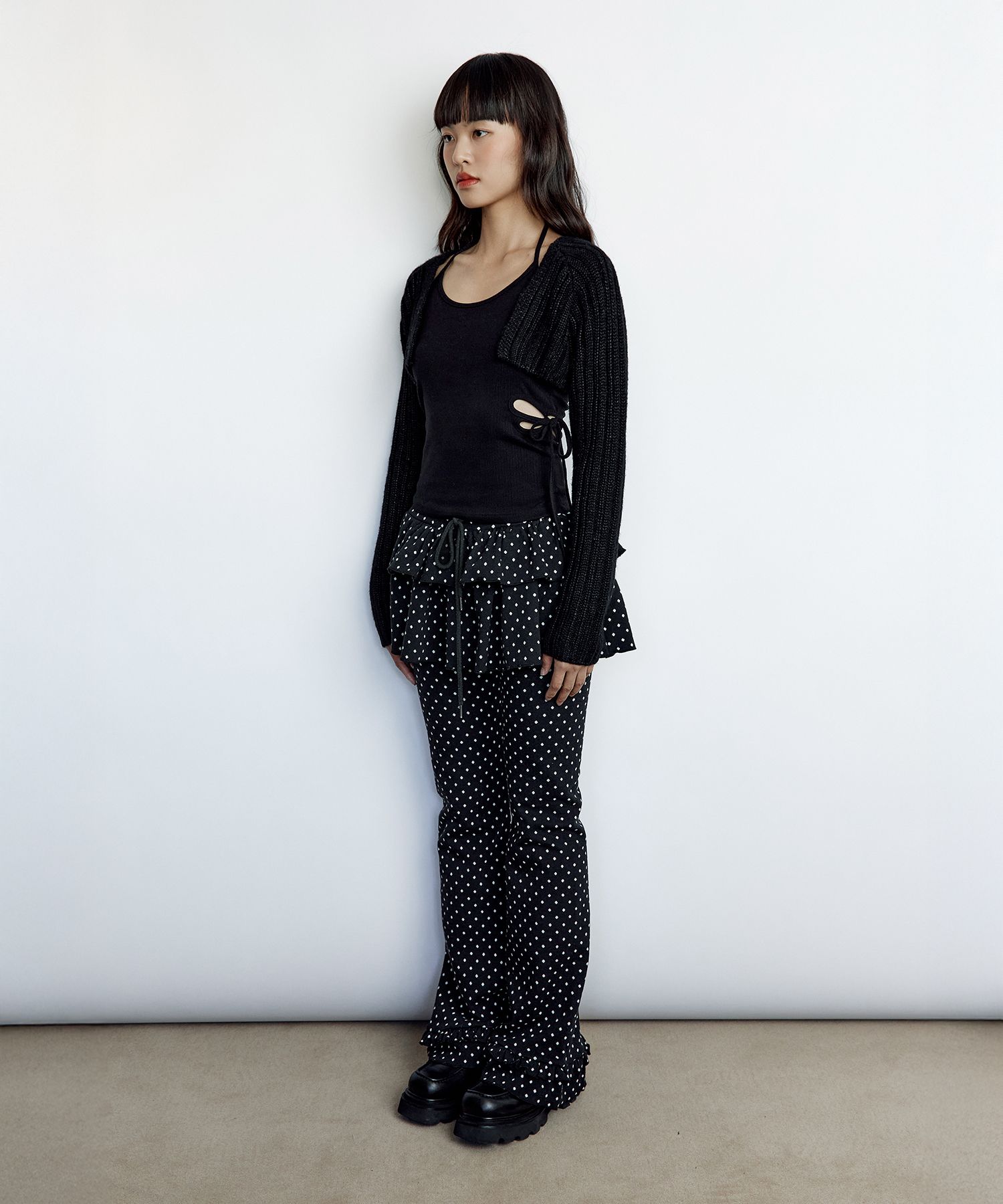 ★ROUGHNECK★ KNIT DOUBLE SKIRT PANTS 3colors【送料0/関税0】 MUSINSA | ROUGHNECK Knit double skirt pants dot