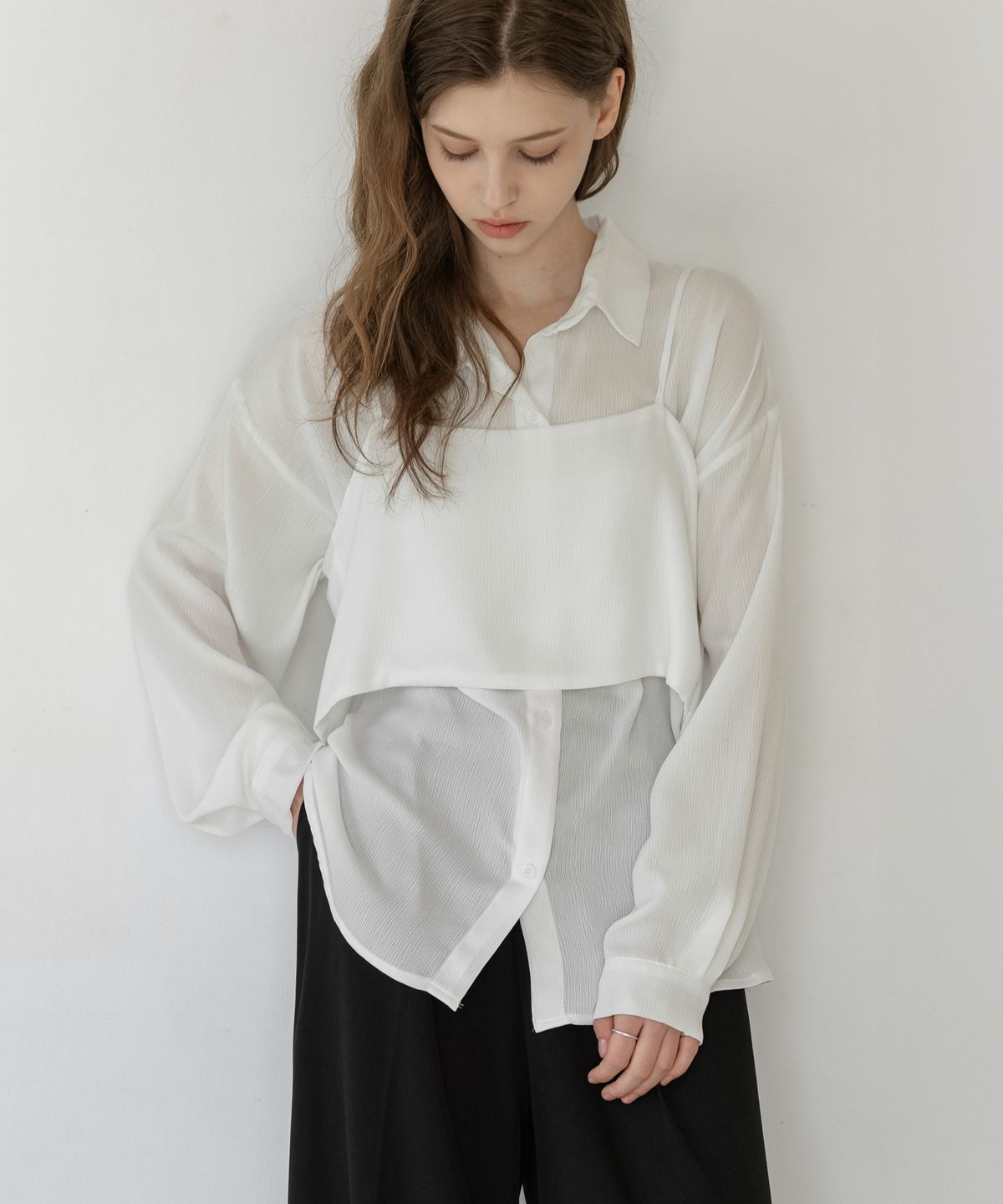 논앤논(NON AND NON) DRAPE BUSTIER BLOUSE SET_NSBL5209