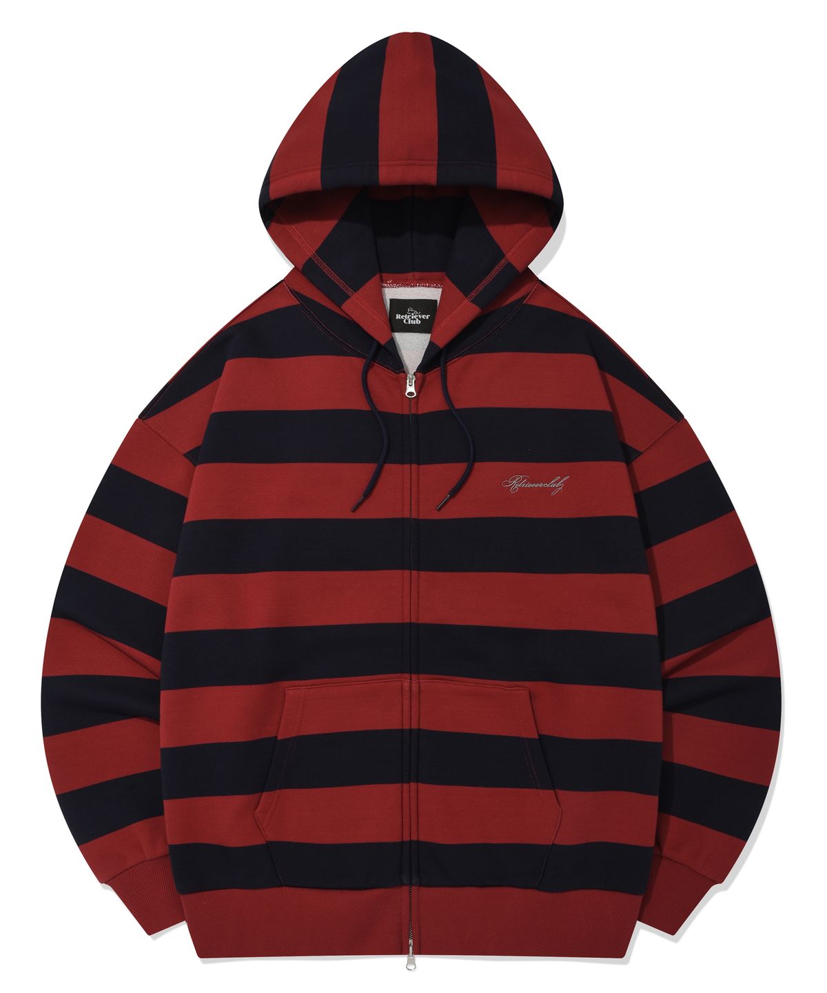 리트리버클럽(RETRIEVER CLUB) BOLD STRIPE HOOD ZIP UP [RED]