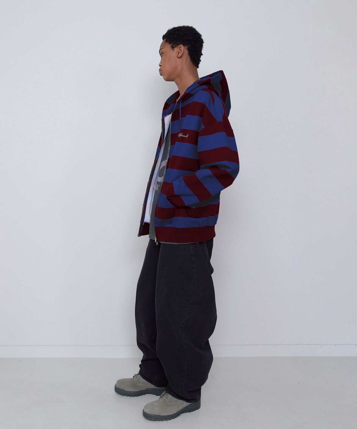 리트리버클럽(RETRIEVER CLUB) BOLD STRIPE HOOD ZIP UP [BLUE]