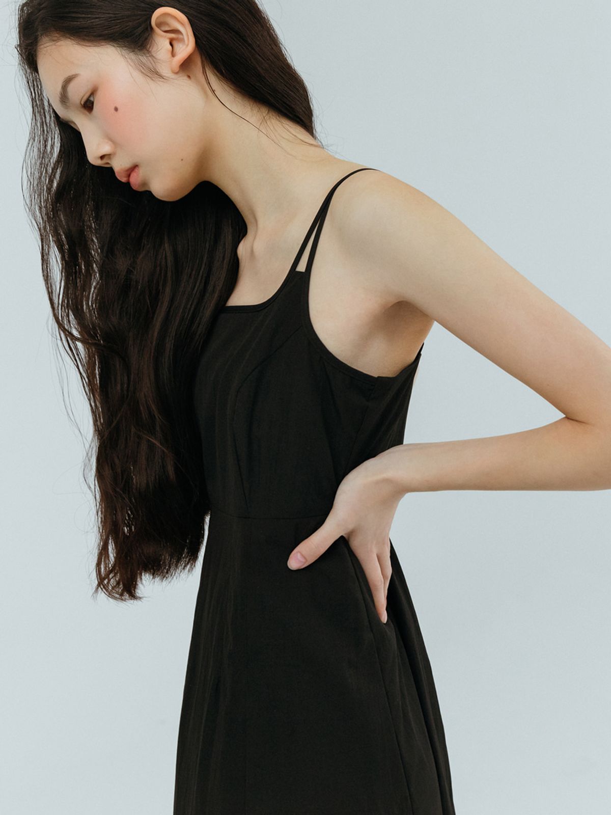 에트몽(ETMON) Slip Twin Strap Dress, Black