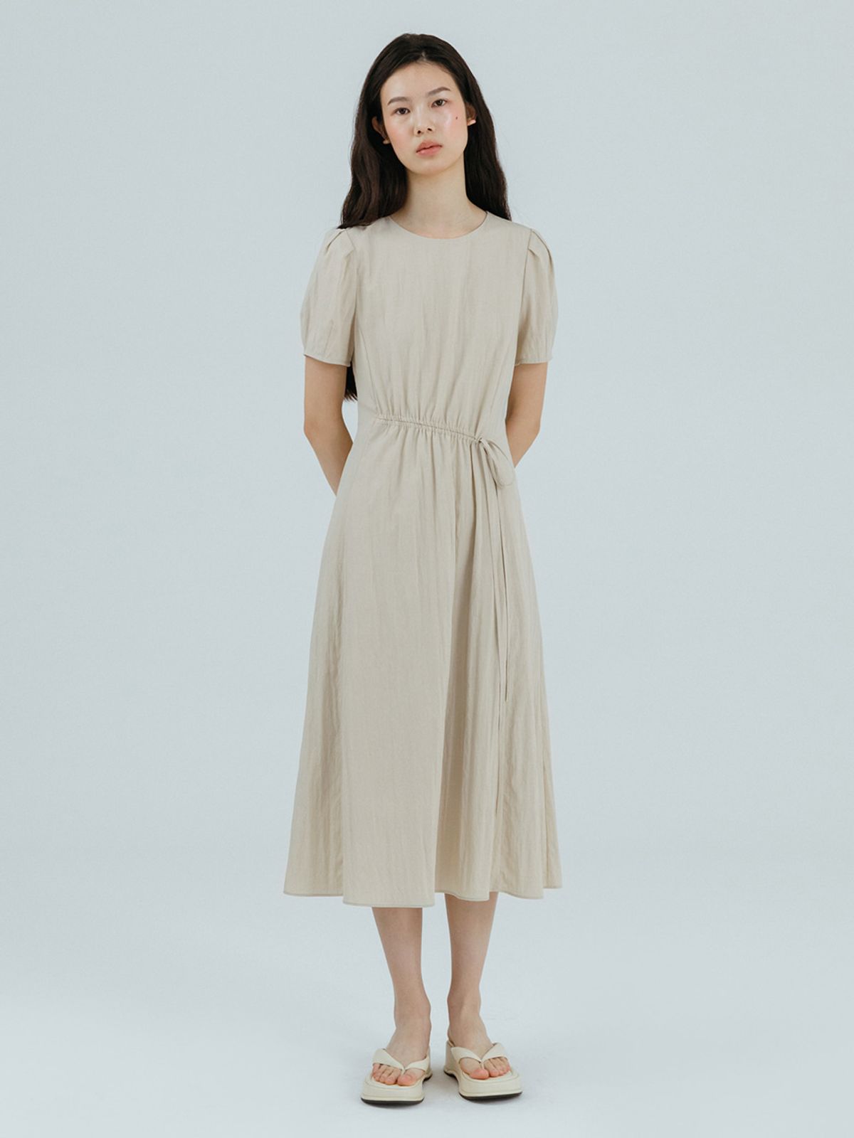 에트몽(ETMON) Unbalance String Dress, Beige