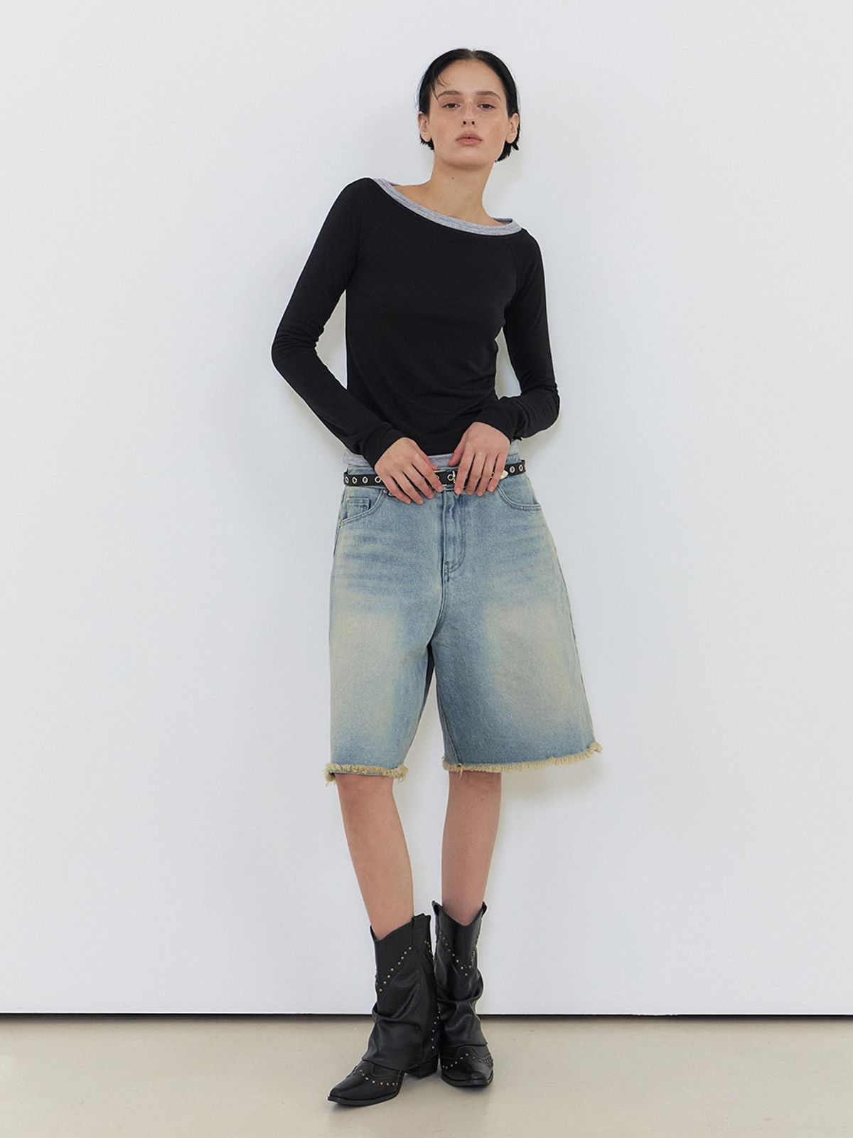 에트몽(ETMON) Bermuda Denim Pants Blue