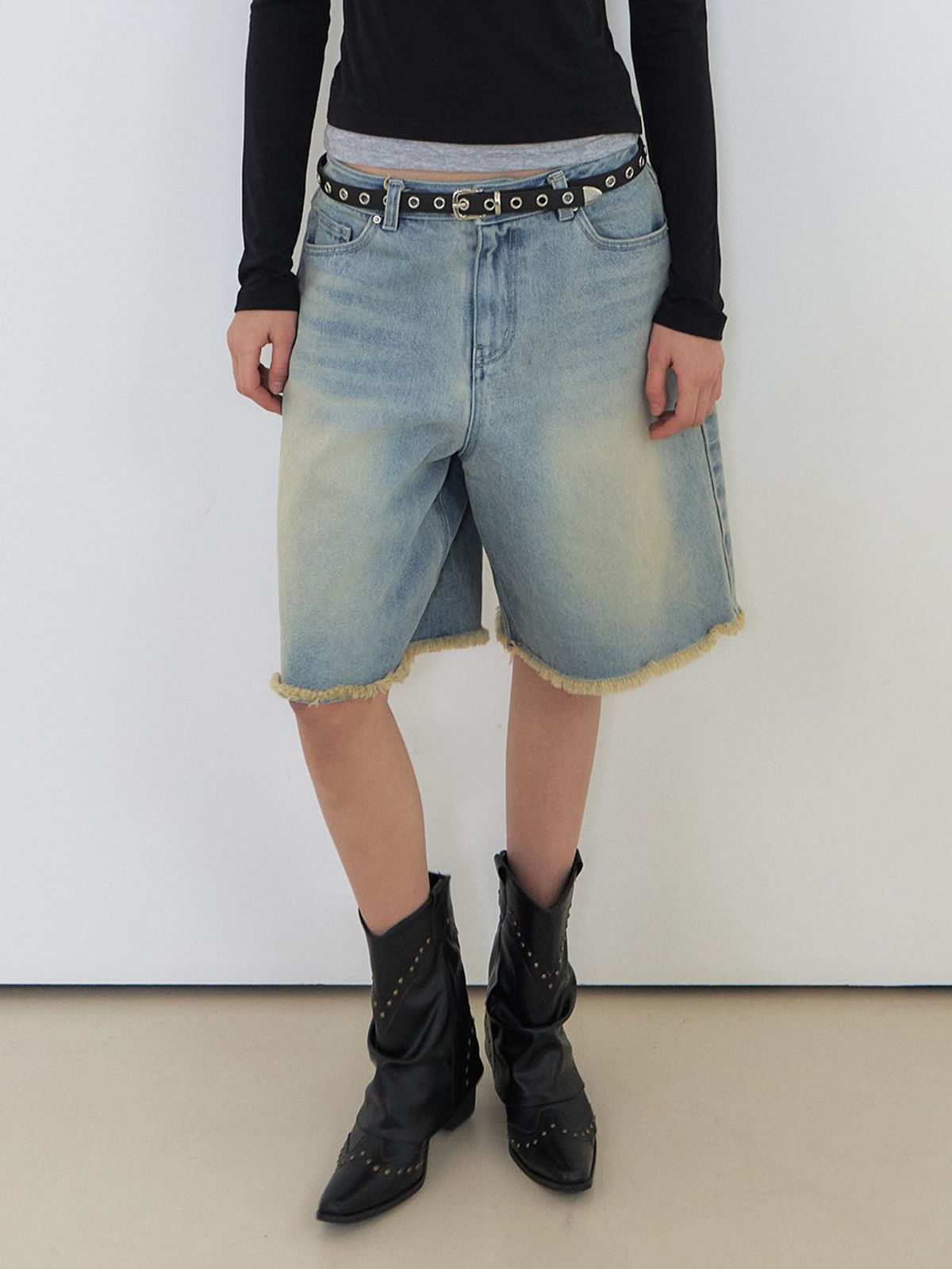 에트몽(ETMON) Bermuda Denim Pants Blue