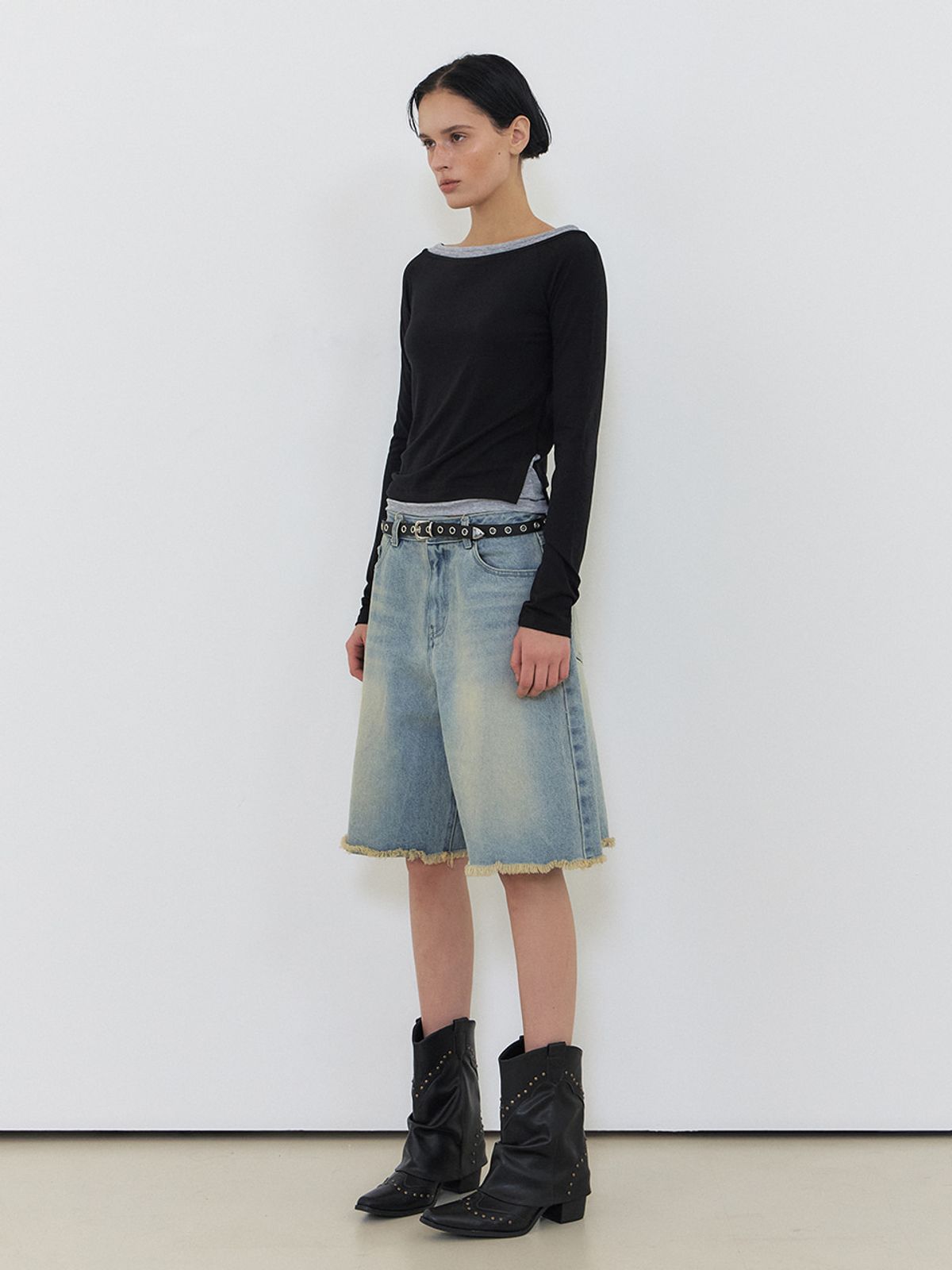 에트몽(ETMON) Bermuda Denim Pants Blue