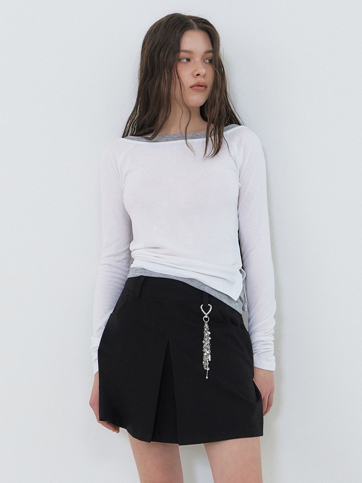 에트몽(ETMON) Layered Boatneck T-Shirt, White