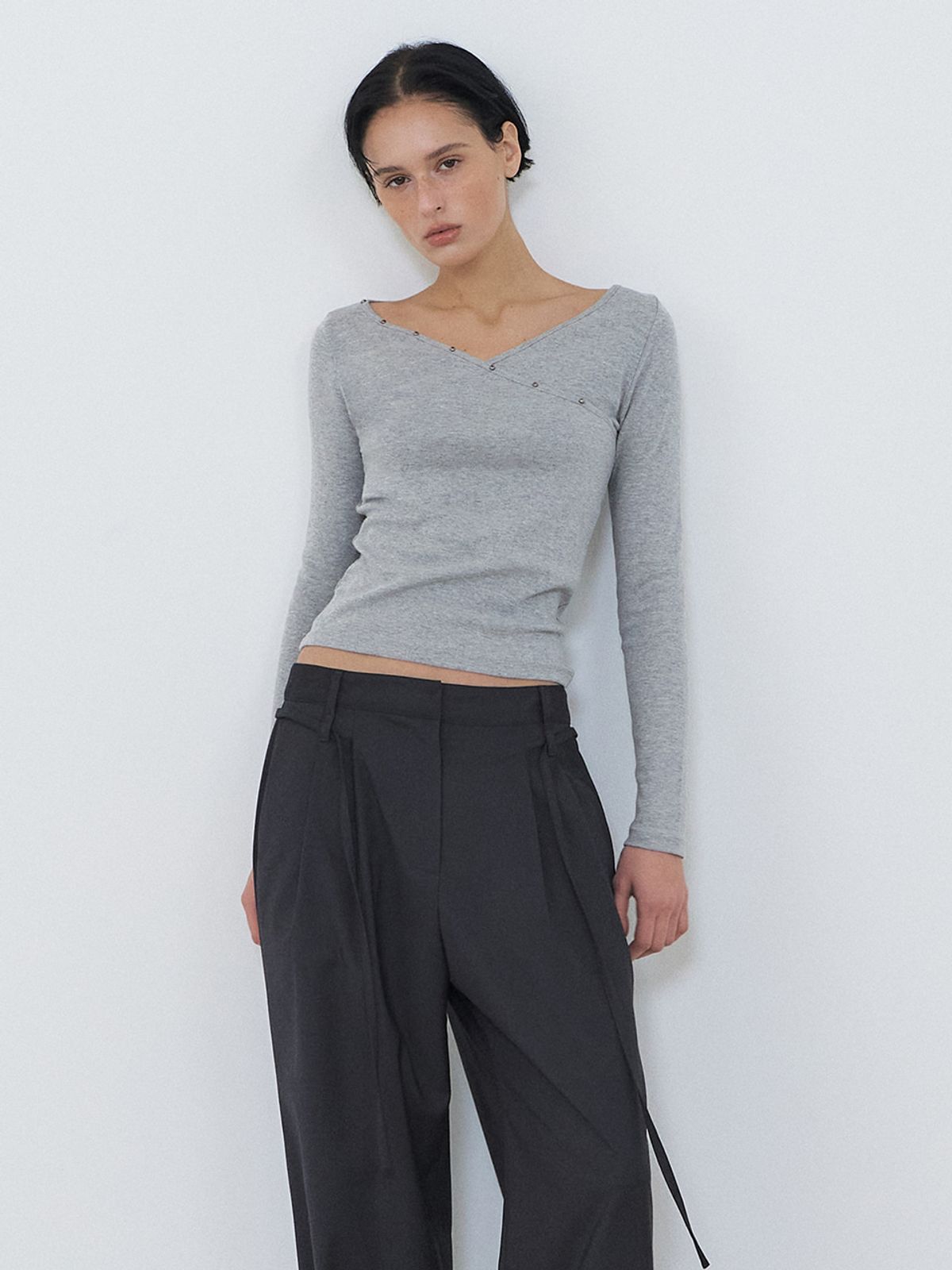 에트몽(ETMON) Double Belt Slacks, Charcoal