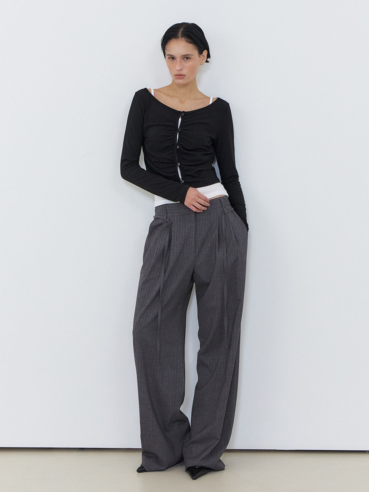 에트몽(ETMON) Double Belt Slacks, Stripe