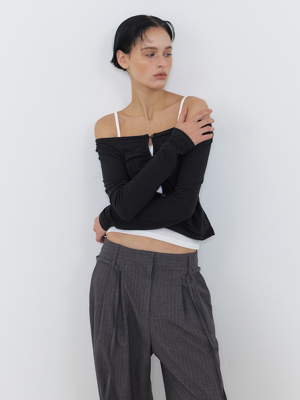 에트몽(ETMON) Double Belt Slacks, Stripe
