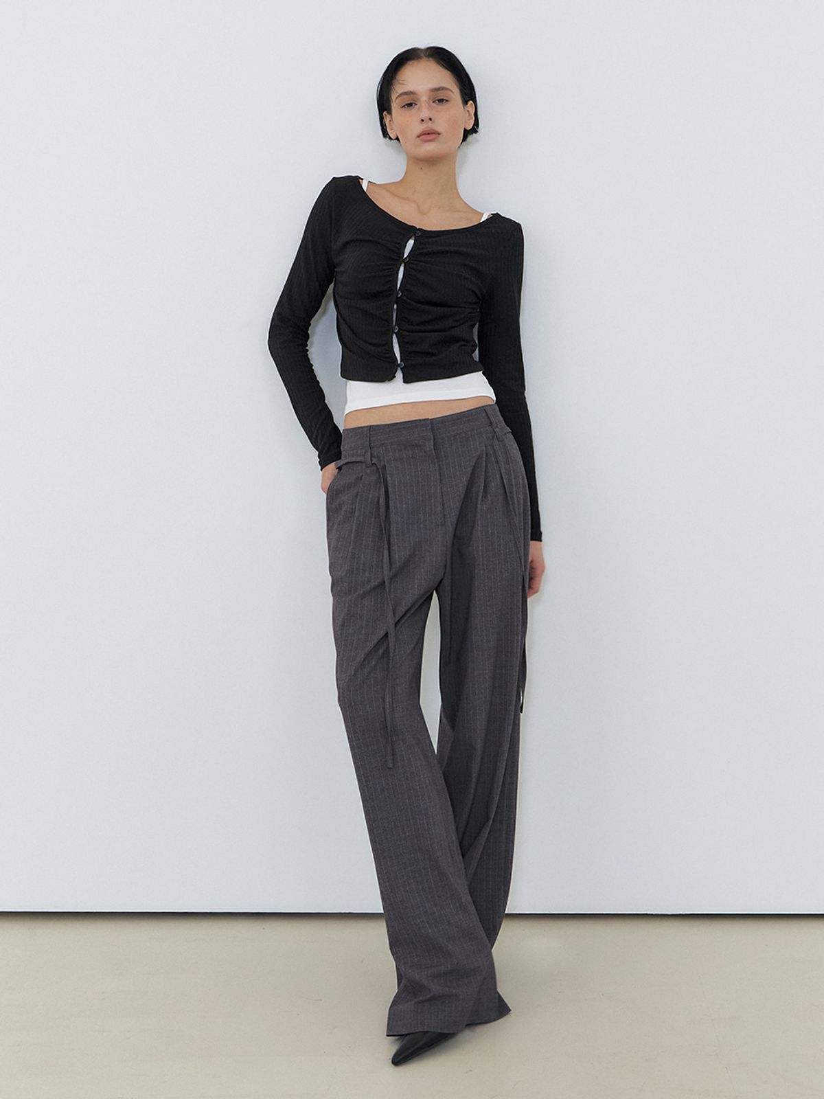 에트몽(ETMON) Double Belt Slacks, Stripe