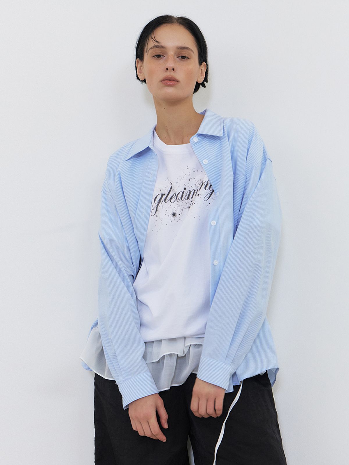 에트몽(ETMON) Stripe Pocket Shirt, Sky Blue