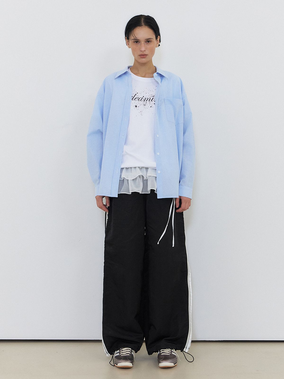 에트몽(ETMON) Stripe Pocket Shirt, Sky Blue