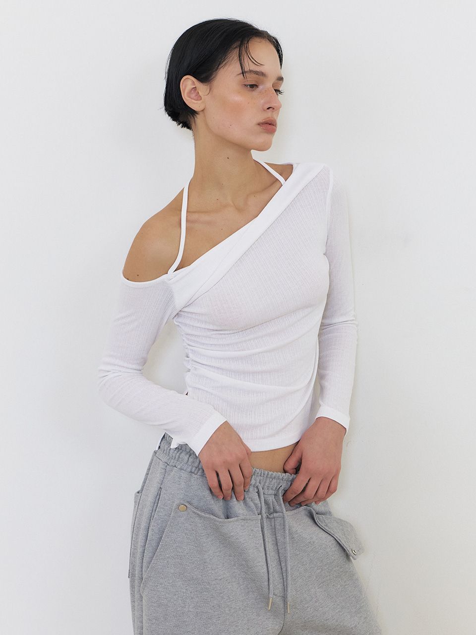 Tシャツ・カットソー ETMON Layered Halter TShirt, White MUSINSA | ETMON Layered Halter T-Shirt White