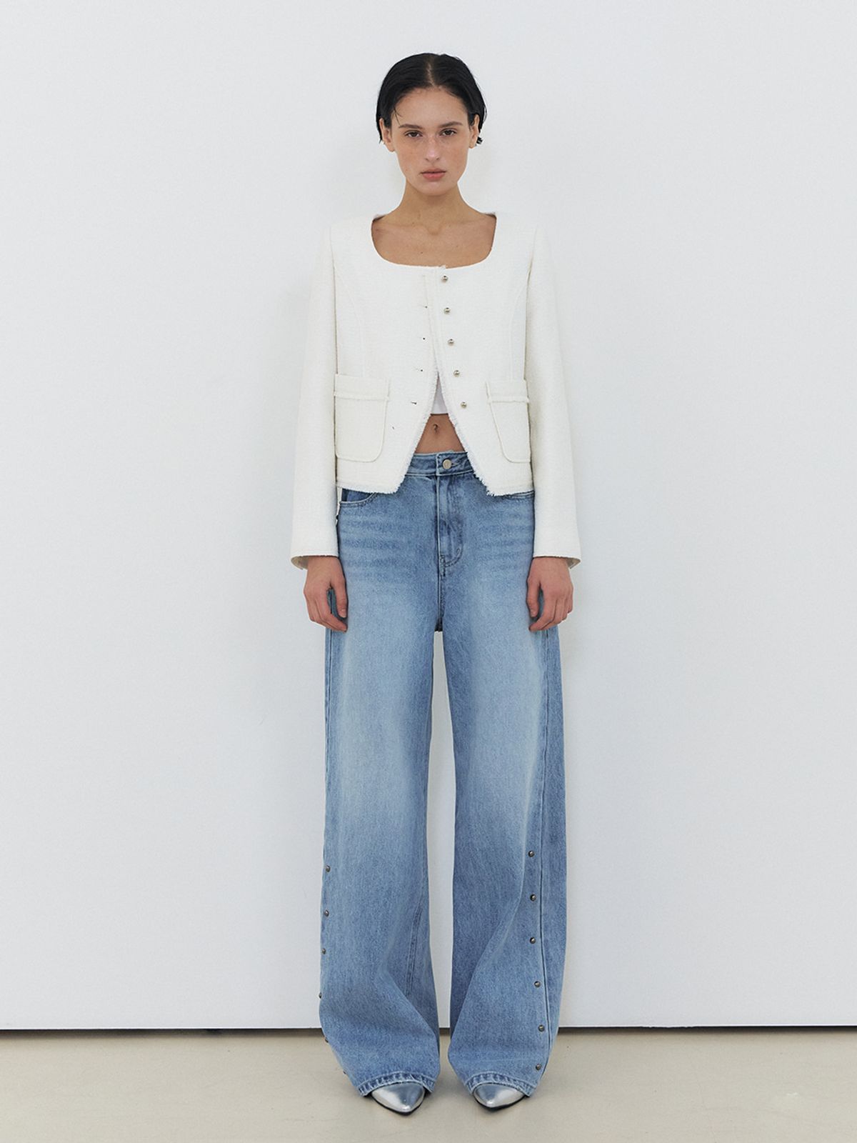 에트몽(ETMON) Stud Denim Pants Blue