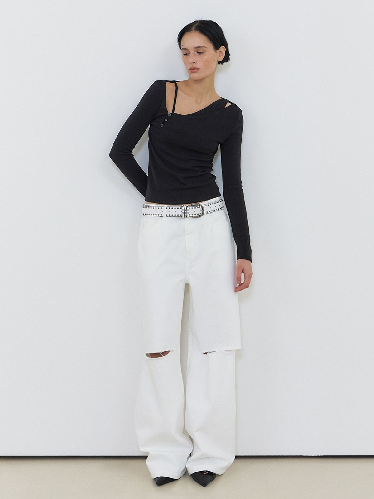 에트몽(ETMON) Slit White Denim Pants White