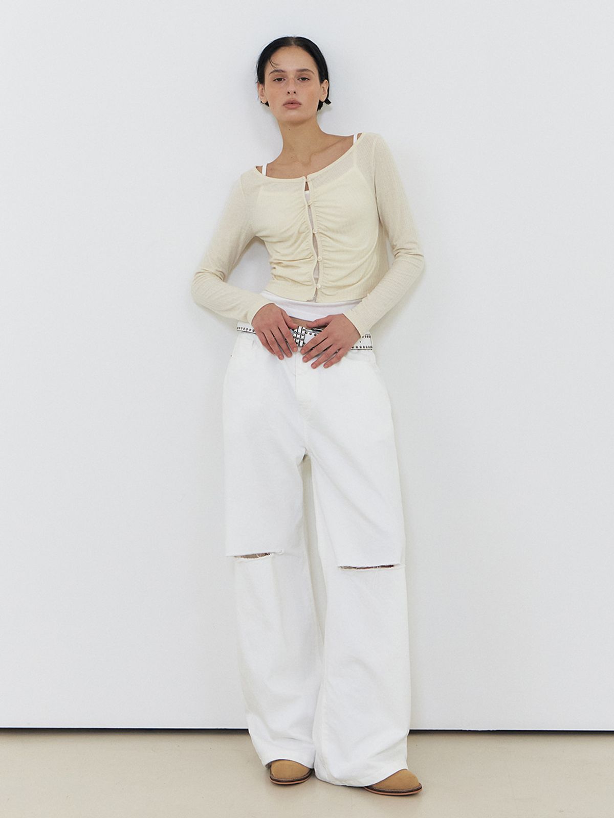 에트몽(ETMON) Slit White Denim Pants White