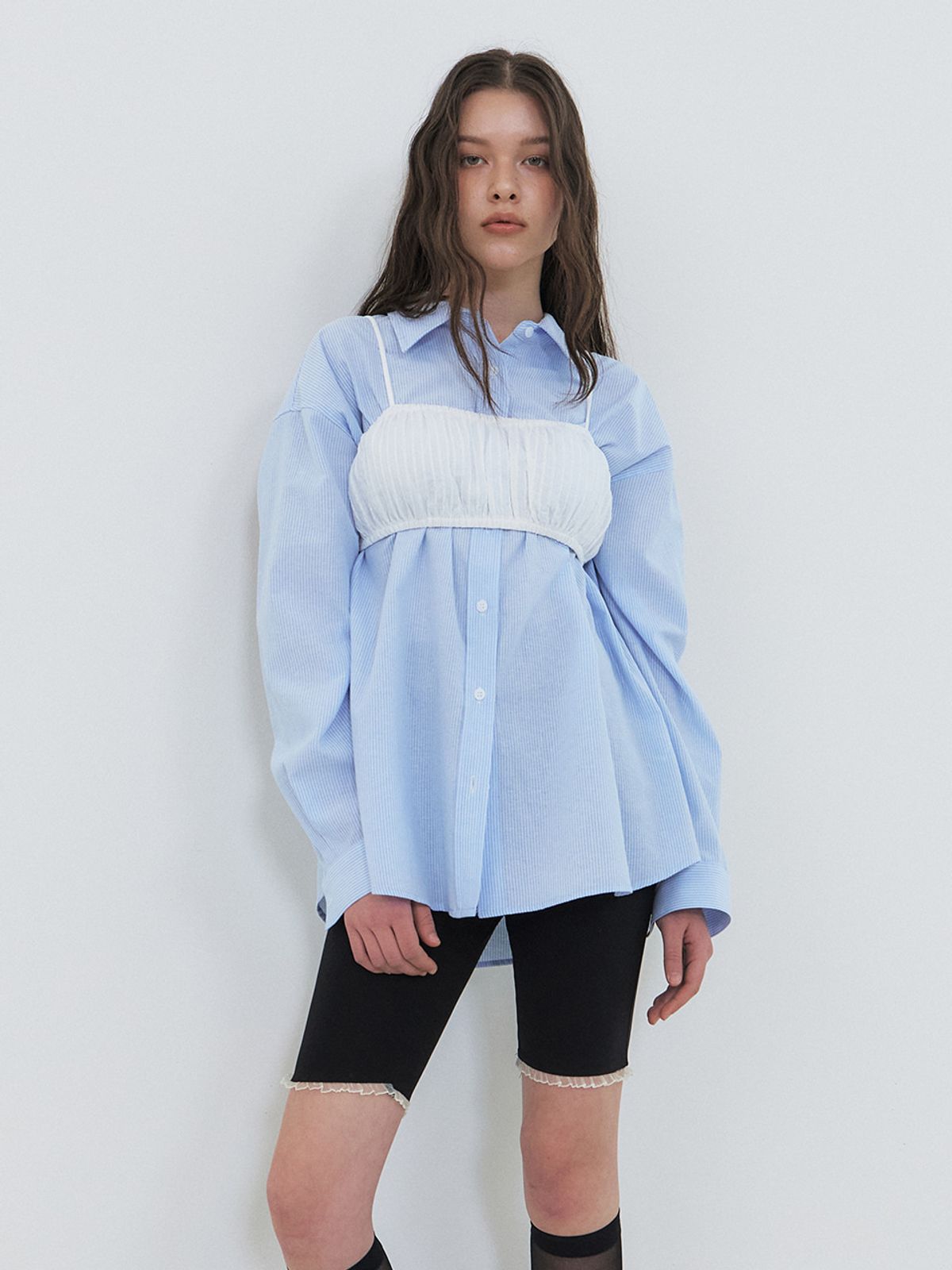 에트몽(ETMON) Wave Shirring Bustier, White