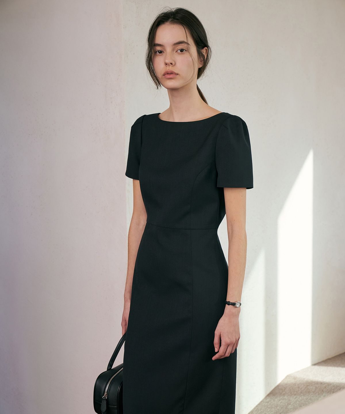 라메레이(LAMEREI) See-through Boat Neck Dress[LMBFCO24DR802]-Black