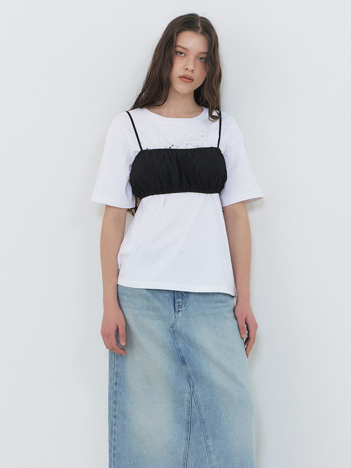 에트몽(ETMON) Washed Long Denim Skirt Blue
