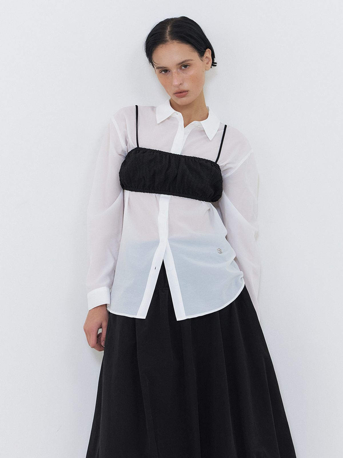 에트몽(ETMON) Flow Sheer Shirt, White