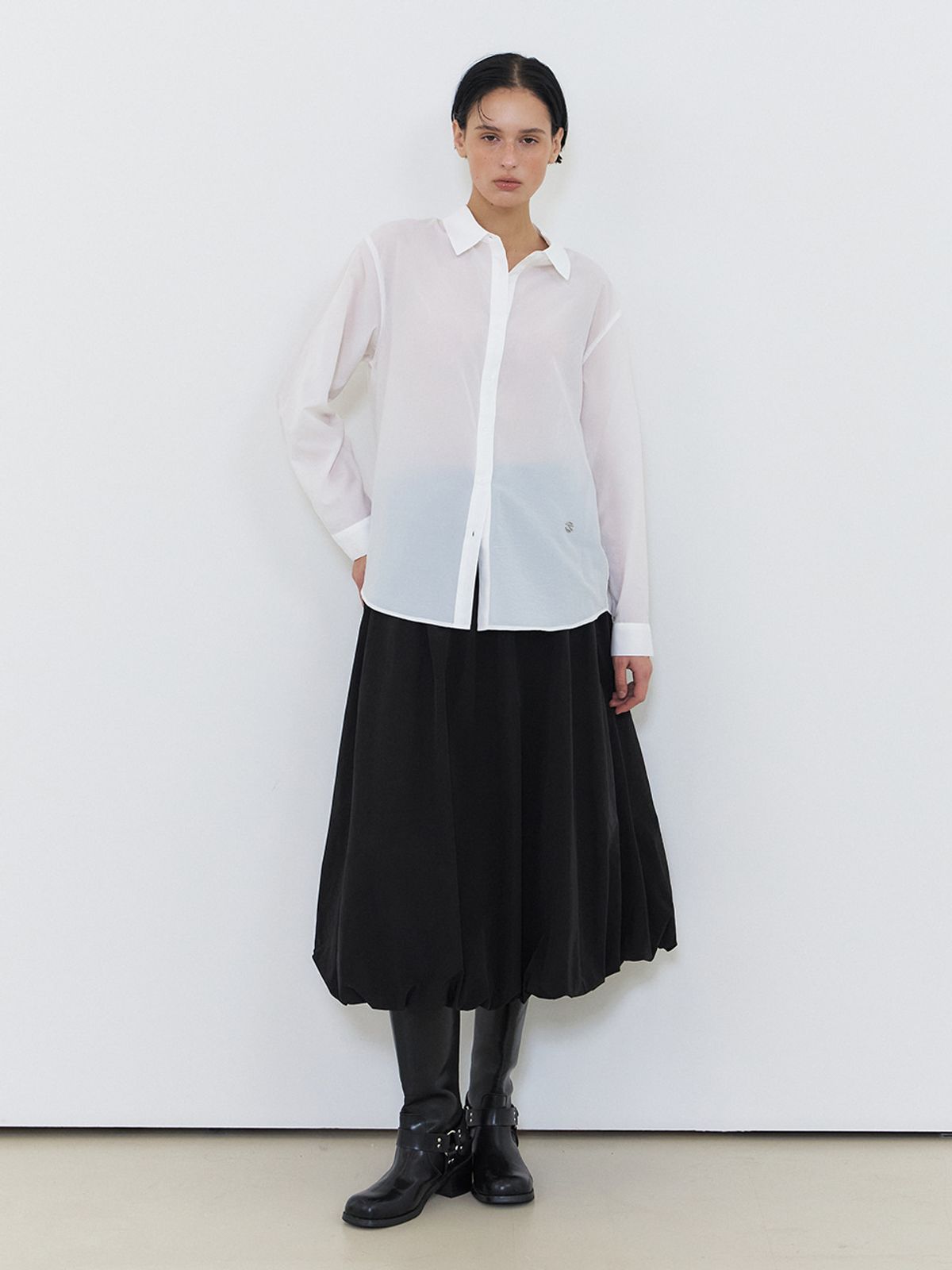에트몽(ETMON) Flow Sheer Shirt, White