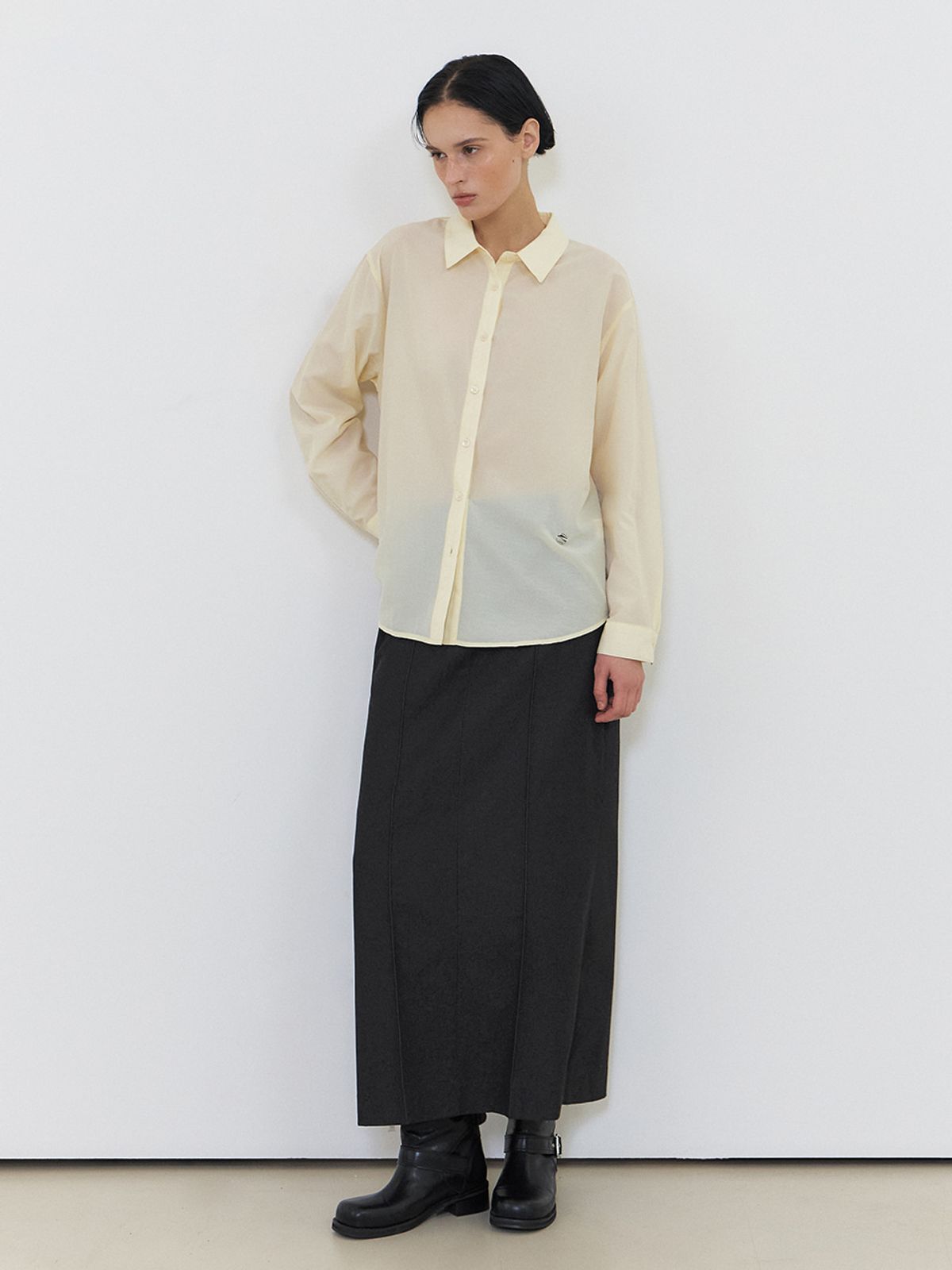 에트몽(ETMON) Flow Sheer Shirt, Light Yellow