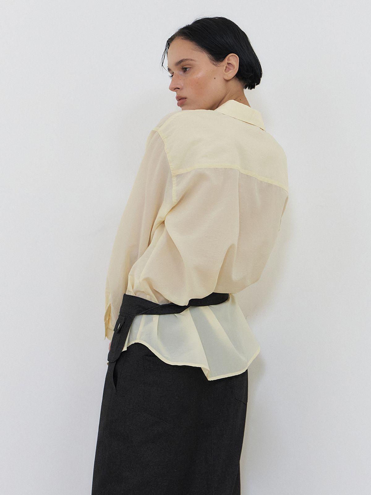 에트몽(ETMON) Flow Sheer Shirt, Light Yellow