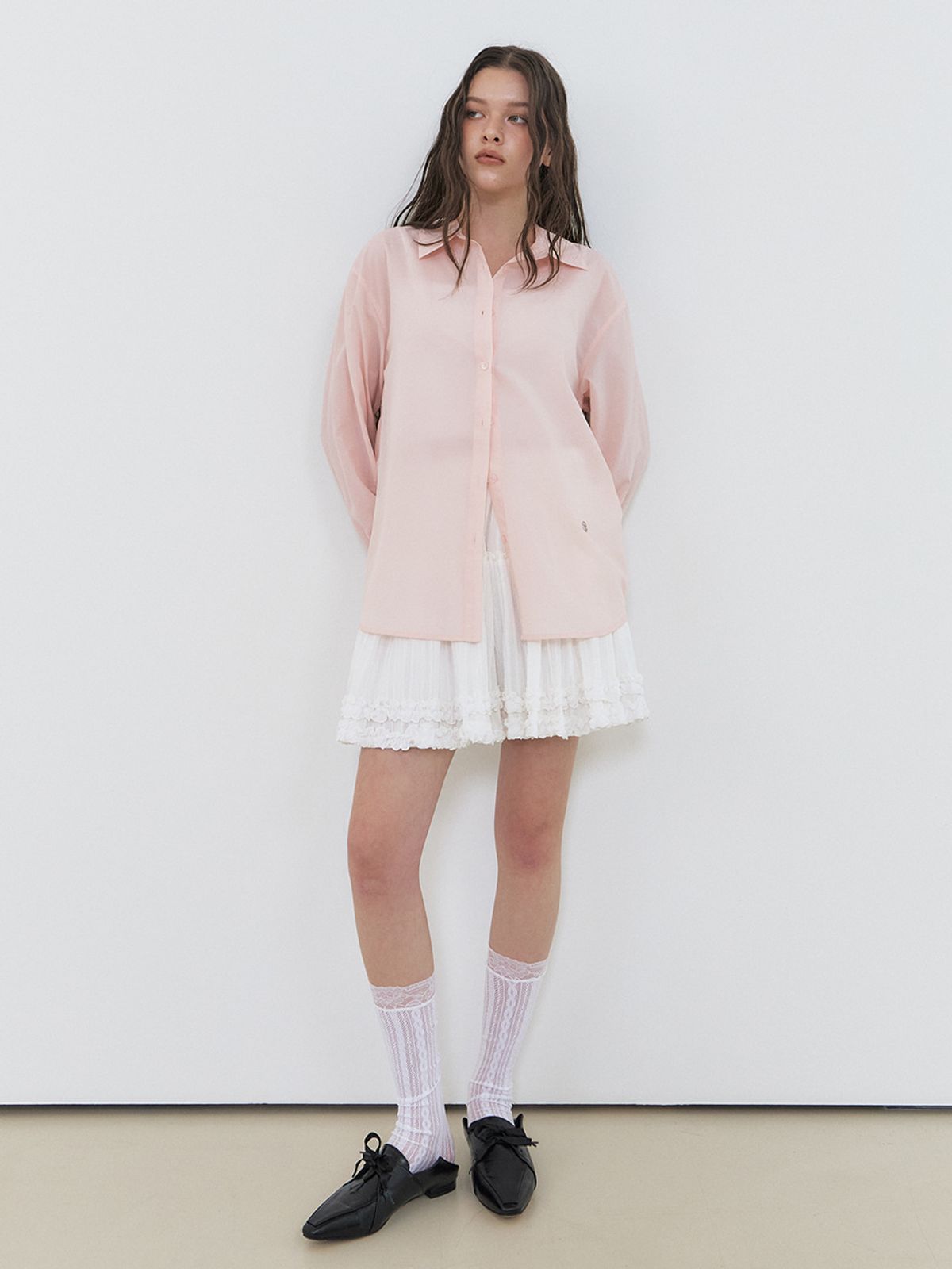 에트몽(ETMON) Flow Sheer Shirt, Pink