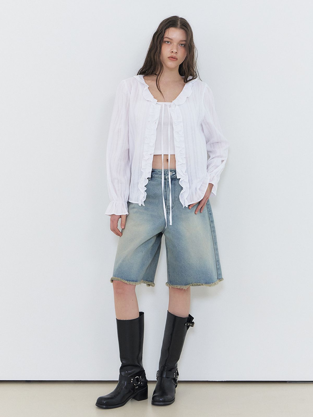 에트몽(ETMON) Frill Strap Blouse, White