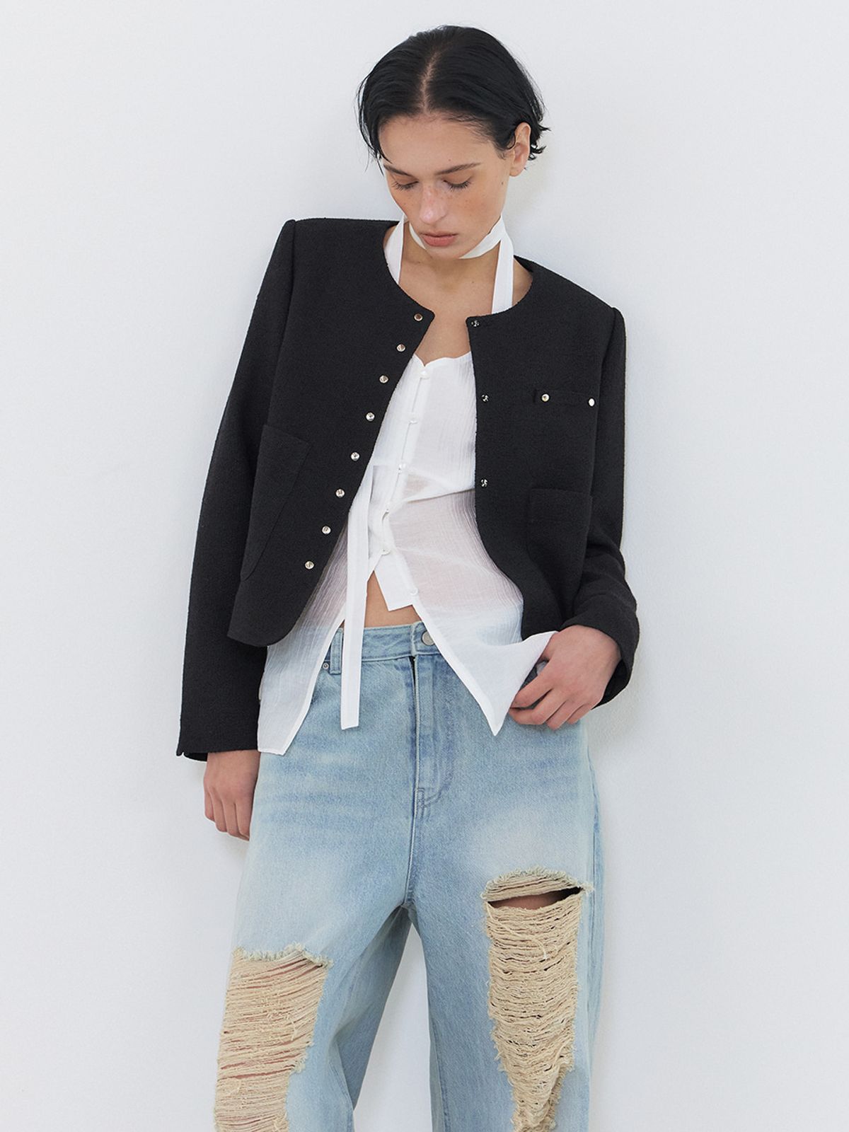 에트몽(ETMON) Round Snap Jacket, Black