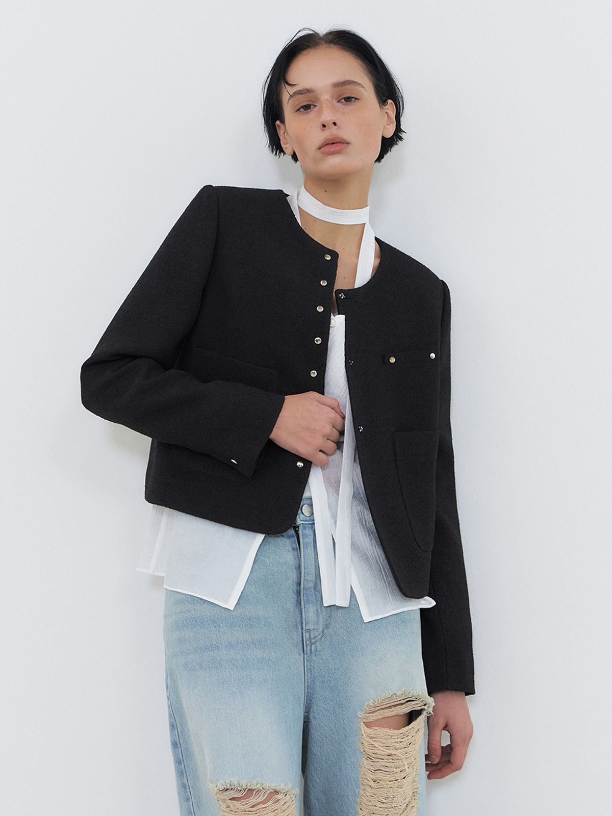 에트몽(ETMON) Round Snap Jacket, Black