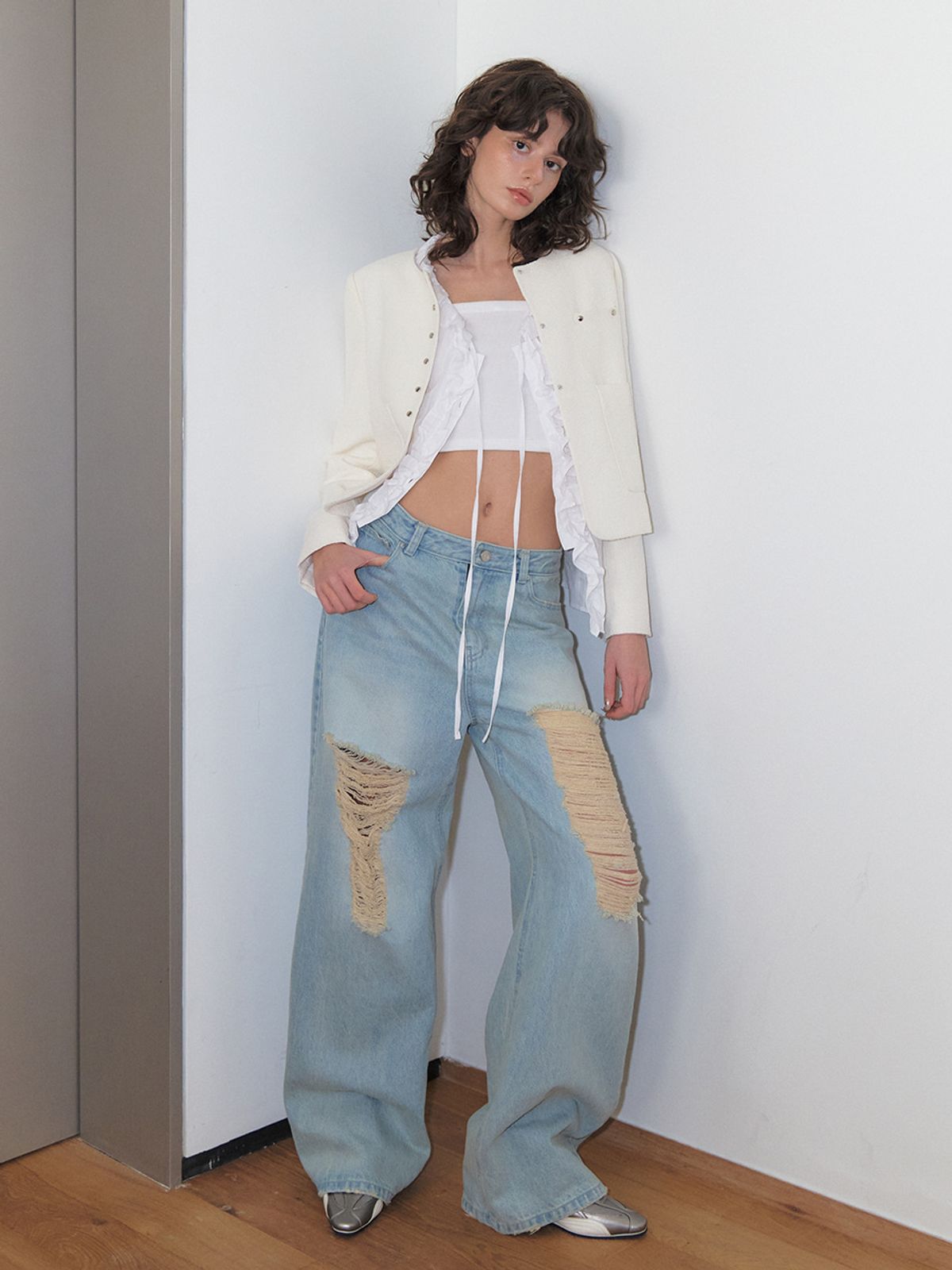 에트몽(ETMON) Round Snap Jacket, White