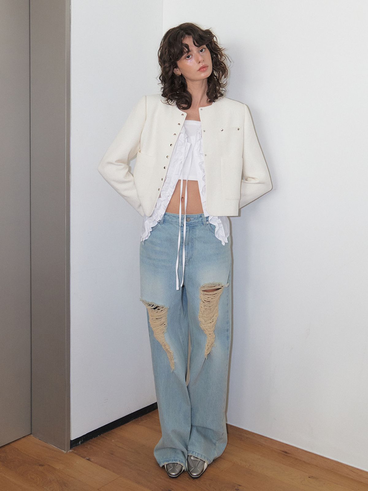 에트몽(ETMON) Round Snap Jacket, White