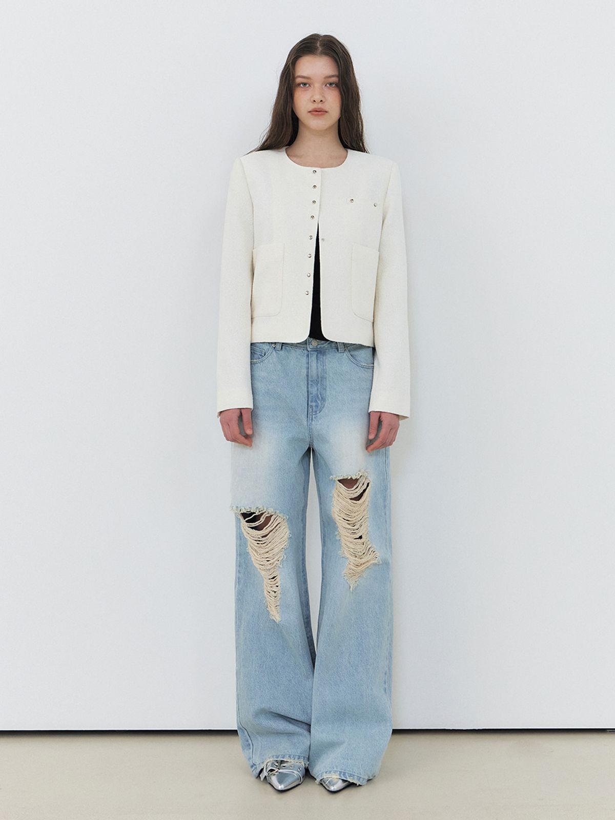 에트몽(ETMON) Round Snap Jacket, White