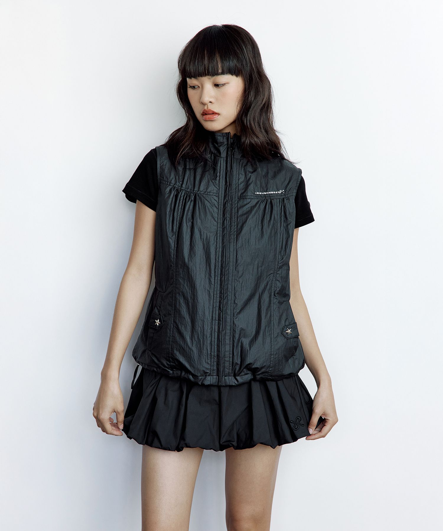 MUSINSA | ROUGHNECK Balloon Pants Skirt Black