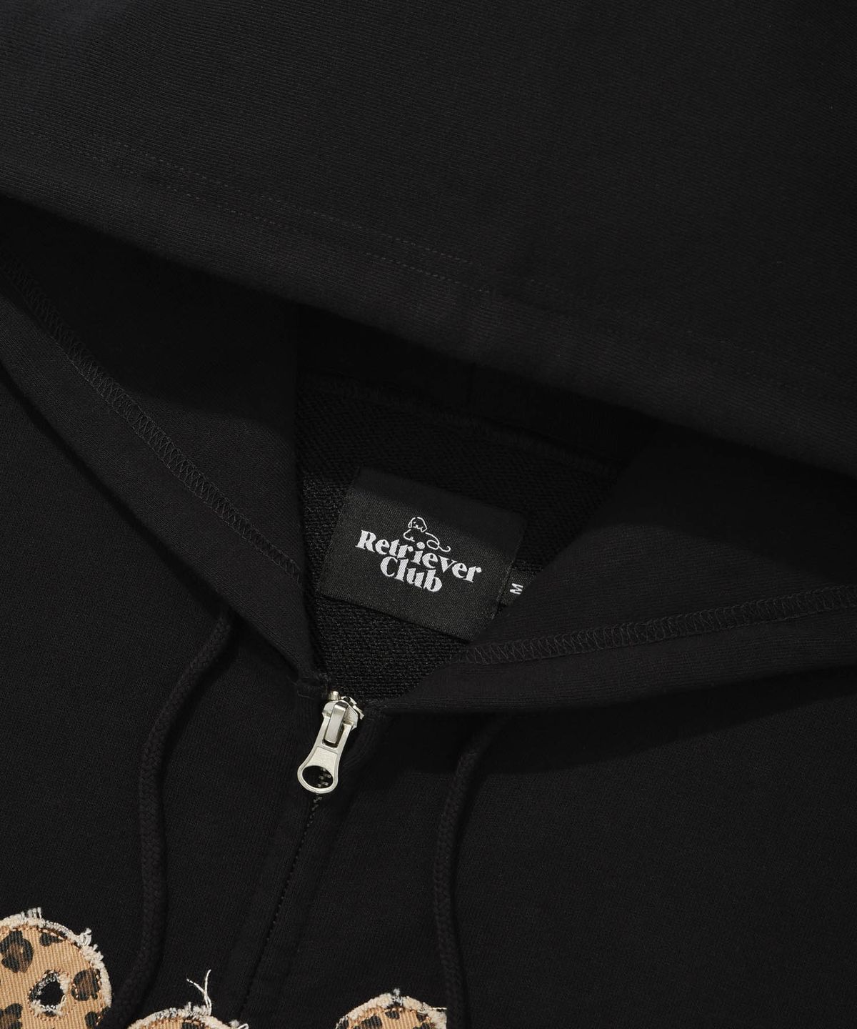 리트리버클럽(RETRIEVER CLUB) LEOPARD APPLIQUE HOOD ZIP UP [BLACK]