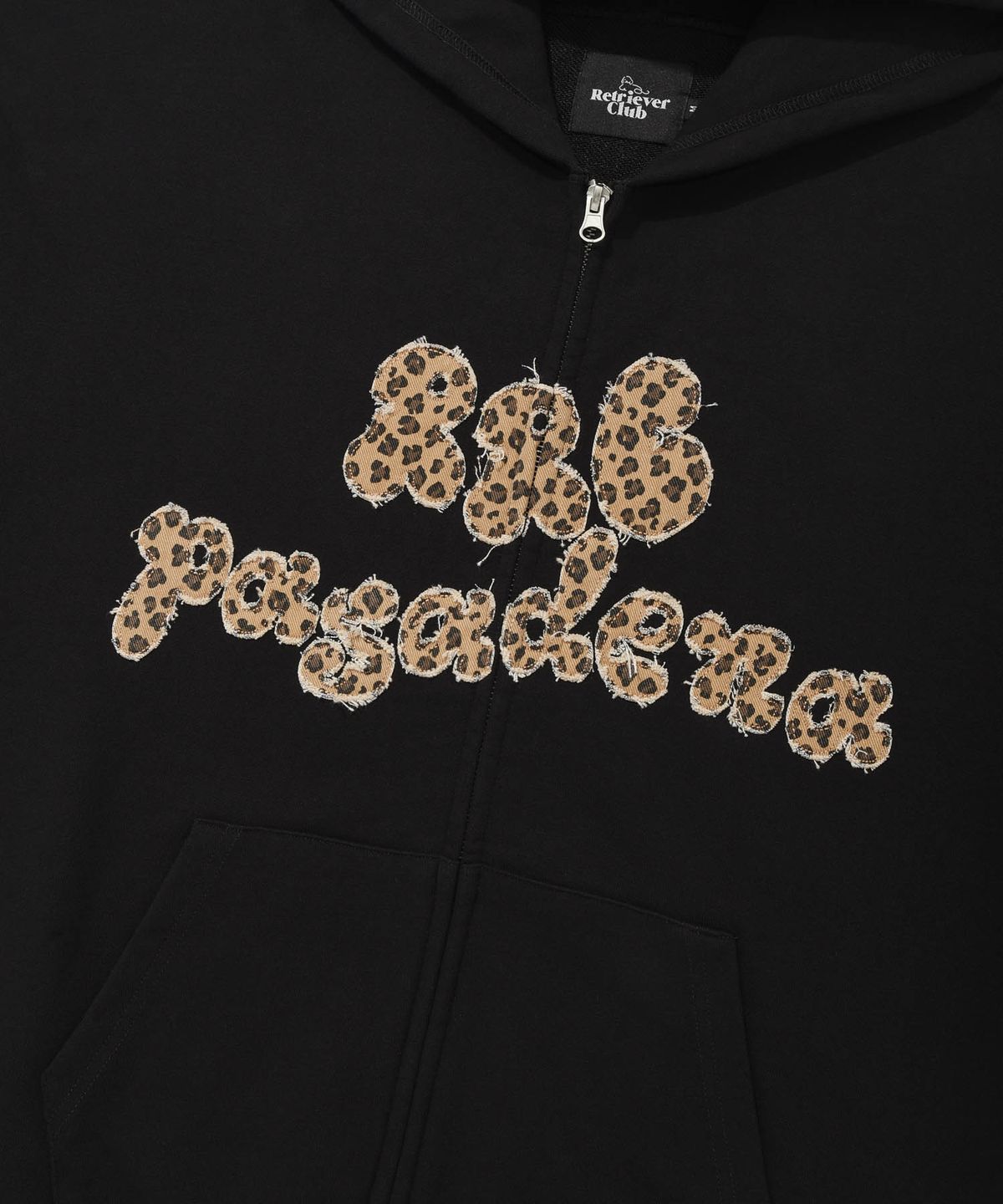 리트리버클럽(RETRIEVER CLUB) LEOPARD APPLIQUE HOOD ZIP UP [BLACK]