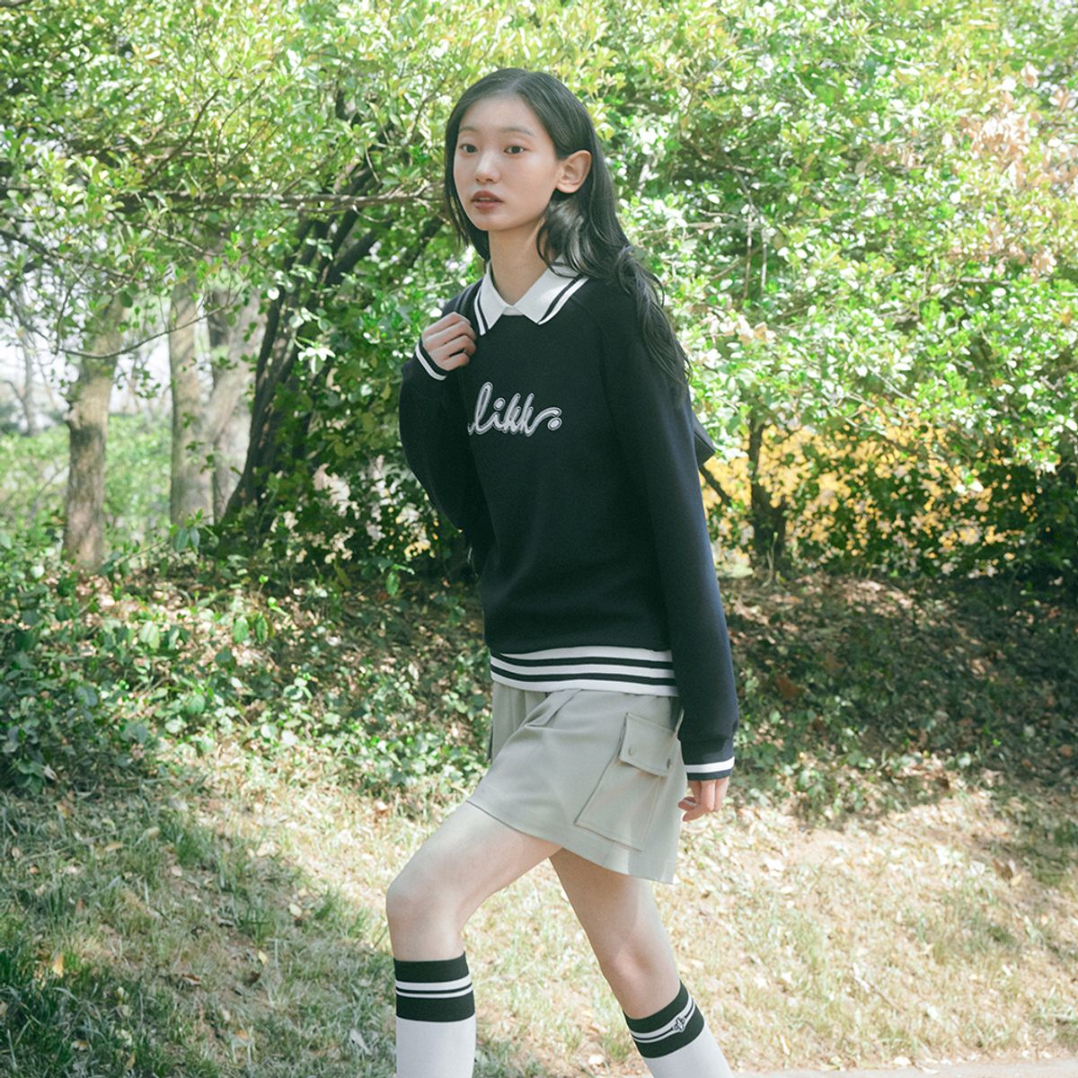 릭크(LIKK) 아웃포켓 크롭 팬츠 (베이지)