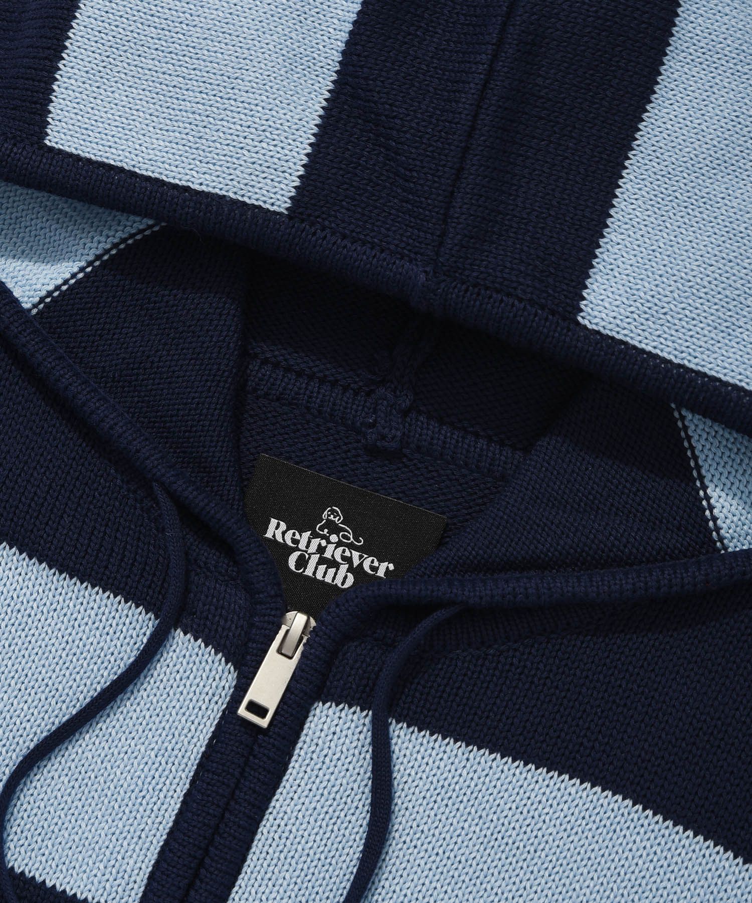 MUSINSA | RETRIEVER CLUB BOLD STRIPE CROP HOOD ZIP UP [SKY BLUE]