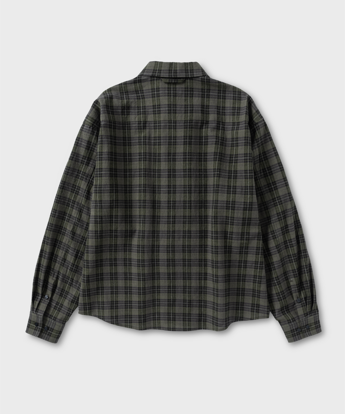 넌블랭크(NONBLANK) [여름]크링클 린넨 체크 셔츠_KHAKI