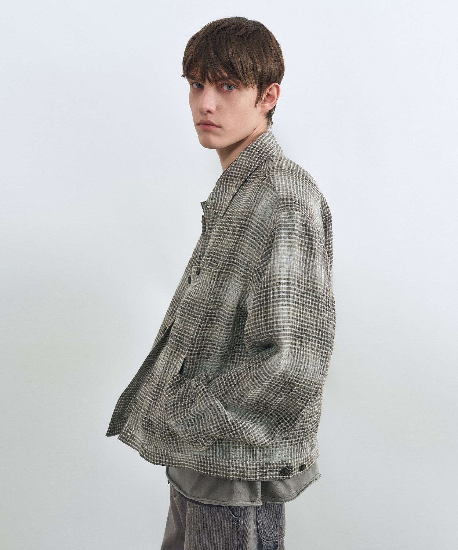 [INSILENCE]linen check blouson/追跡付 INSILENCE]linen check blouson/追跡付 (IN SILENCE/ブルゾン
