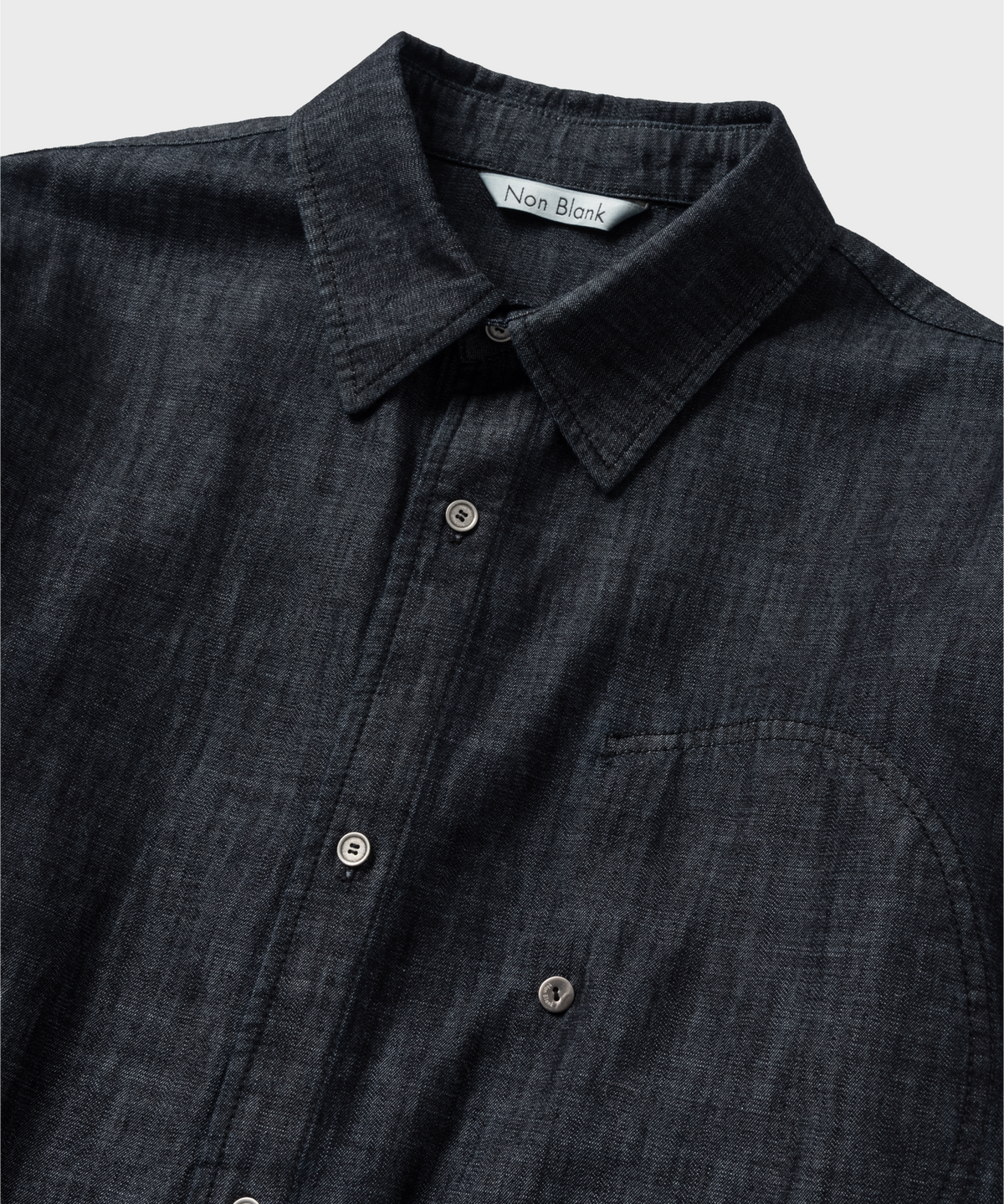 넌블랭크(NONBLANK) 워싱 슬럽 데님 셔츠_BLACK